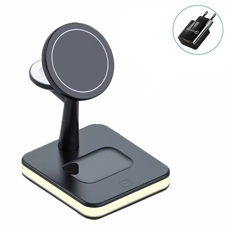 Elite iPhone 3-in-1 Magnetic Wireless Charging Station, 30W Fast-Charge Stand with LED Lamp and Built-In Cooling Fan