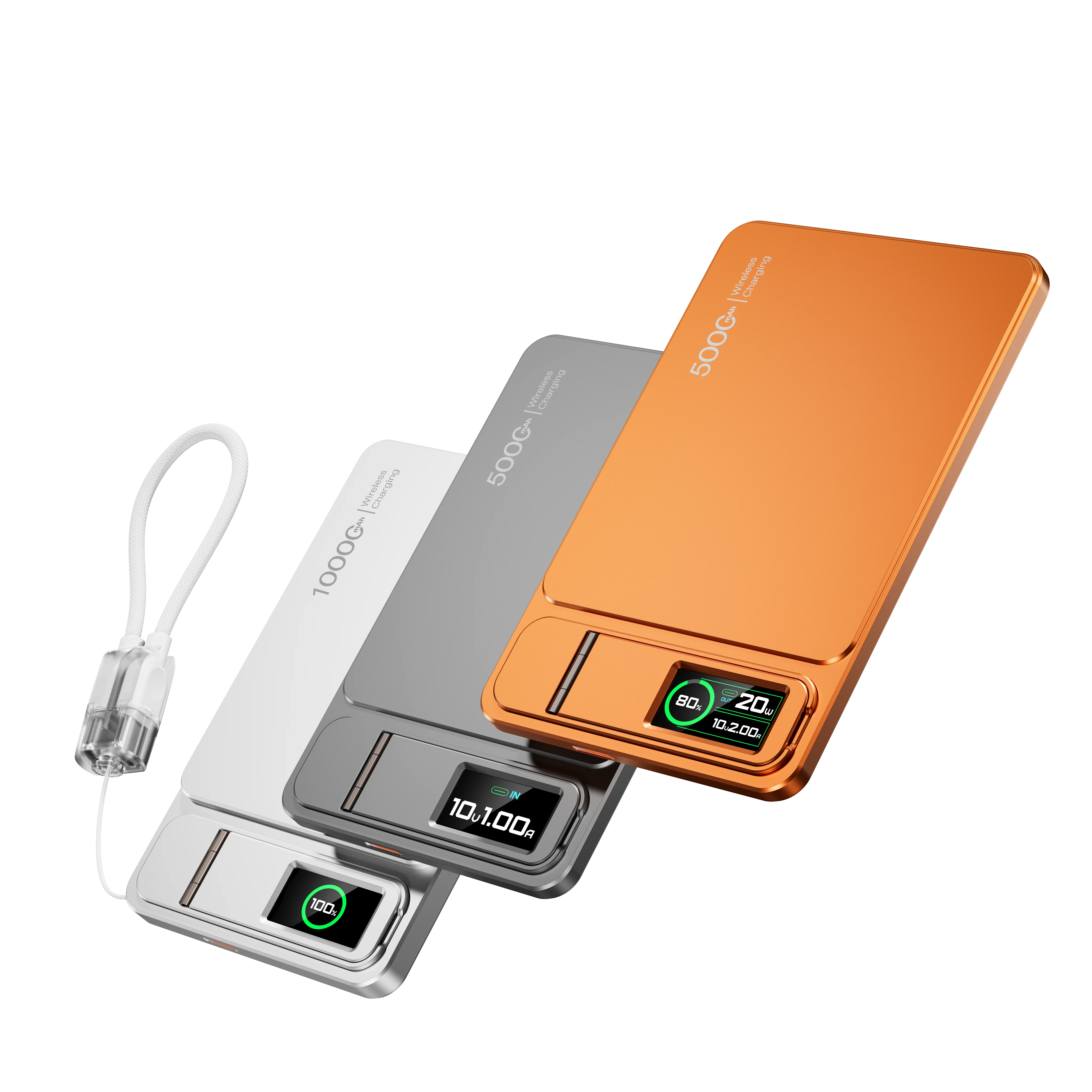 Elite iPhone 3-in-1 Magnetic Wireless Power Bank, 20W Fast-Charge Slim Portable Battery with Built-In Stand, Digital Display & Watch Support