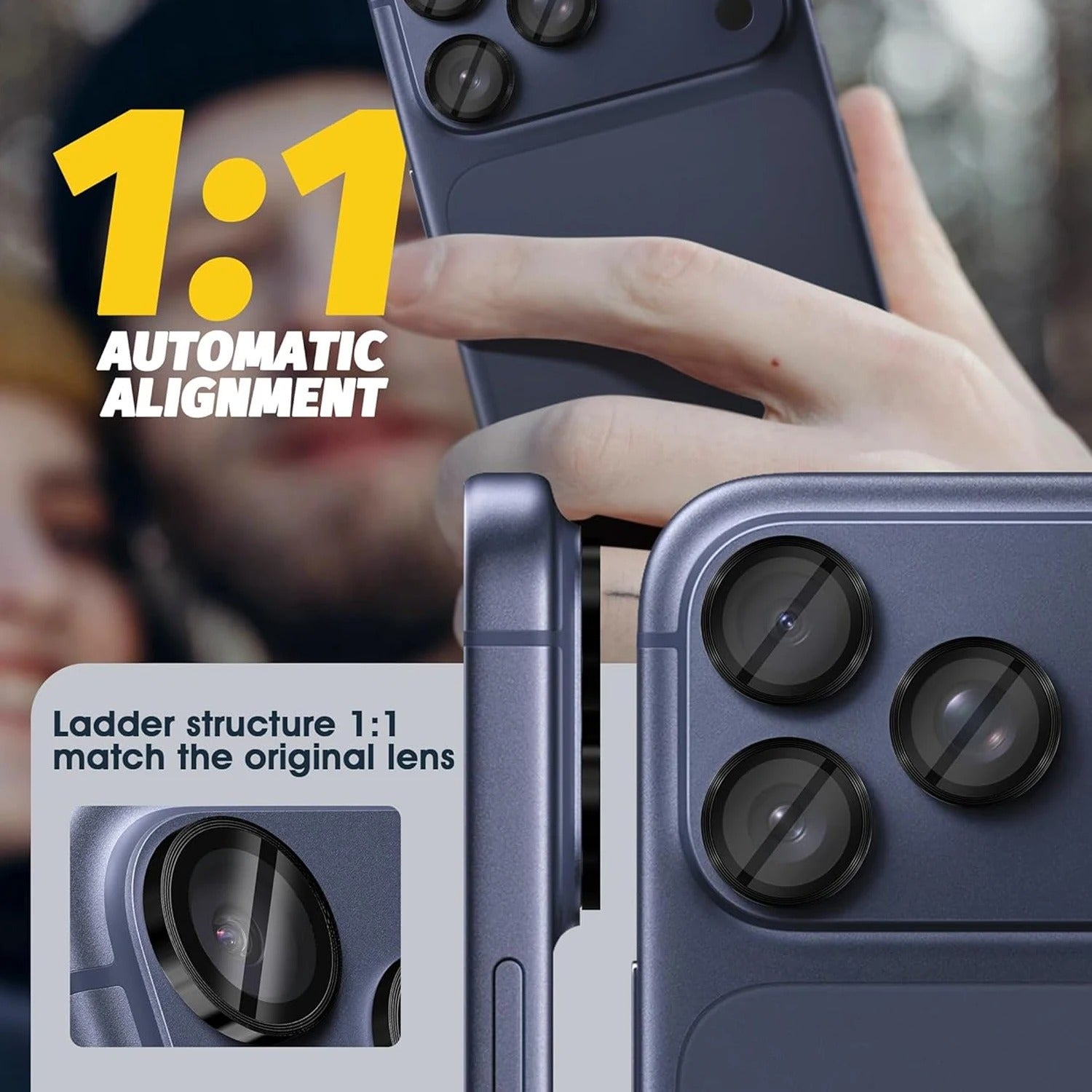 Elite iPhone Aluminum Alloy Camera Lens Protector, Tempered Glass Lens Film with Full Coverage, Scratch Resistance & Impact Protection
