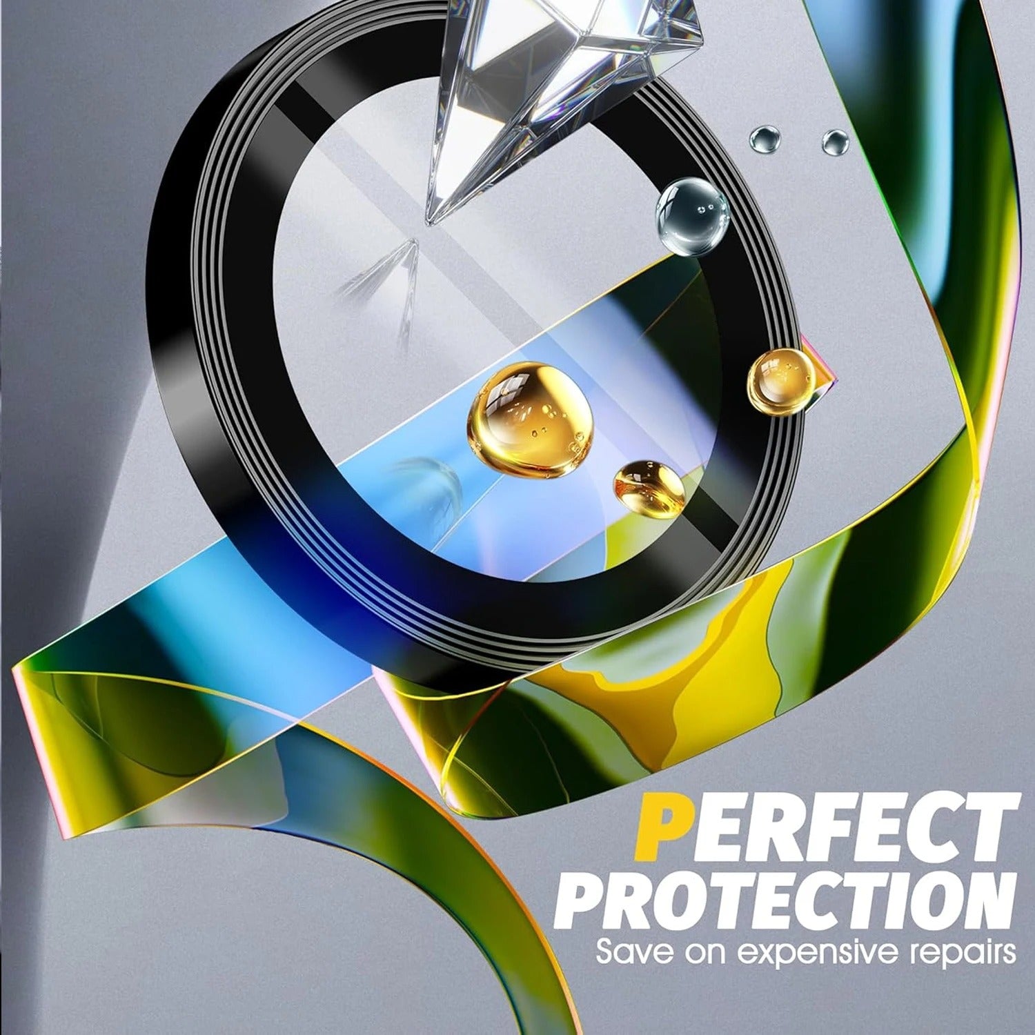Elite iPhone Aluminum Alloy Camera Lens Protector, Tempered Glass Lens Film with Full Coverage, Scratch Resistance & Impact Protection