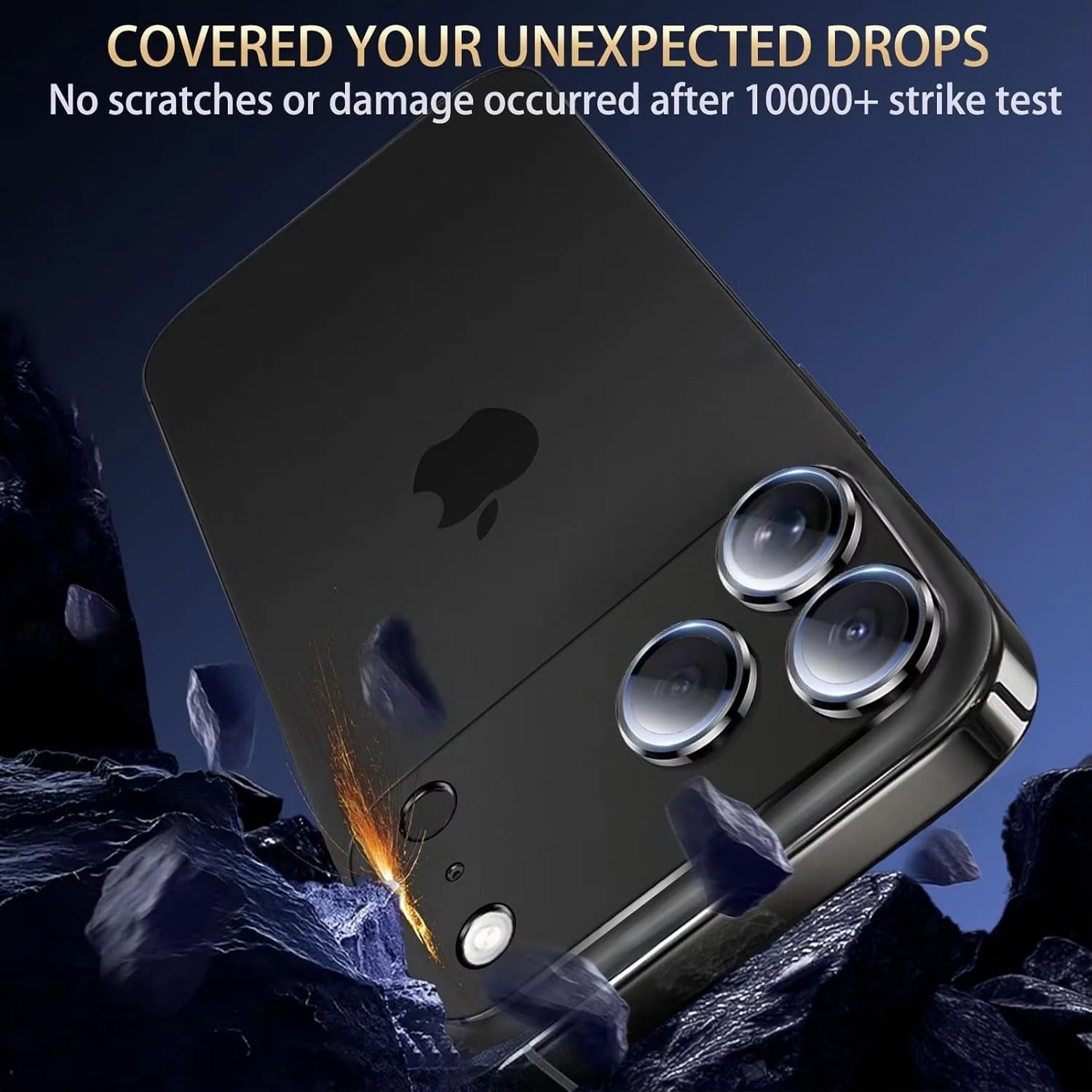 Elite iPhone Camera Lens Protector, Alloy Metal Tempered Glass Ring with Full Coverage, Scratch Resistance, Anti-Reflection & Shatter Protection