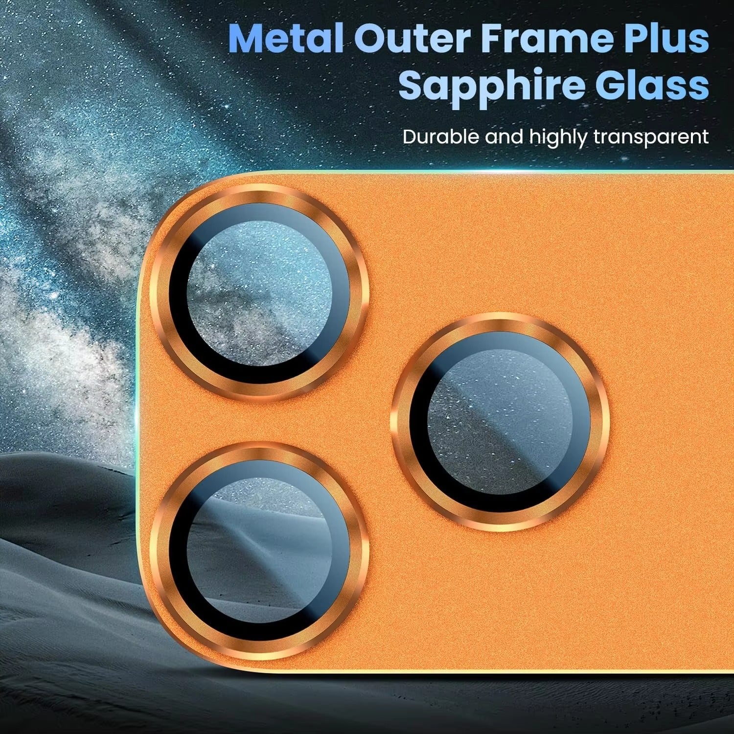 Elite iPhone Camera Lens Protector, Alloy Metal Tempered Glass Ring with Full Coverage, Scratch Resistance, Anti-Reflection & Shatter Protection