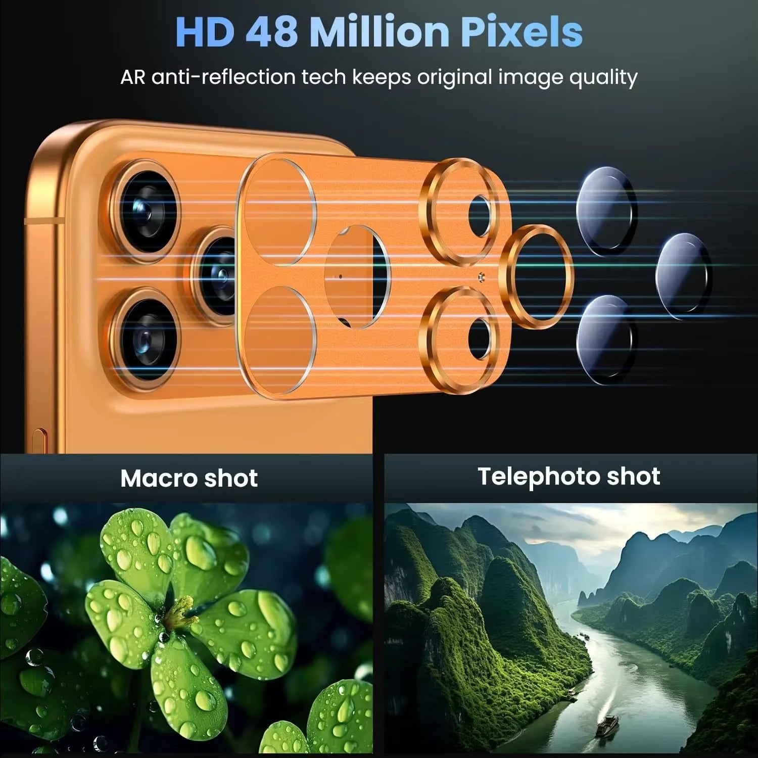 Elite iPhone Camera Lens Protector, Alloy Metal Tempered Glass Ring with Full Coverage, Scratch Resistance, Anti-Reflection & Shatter Protection