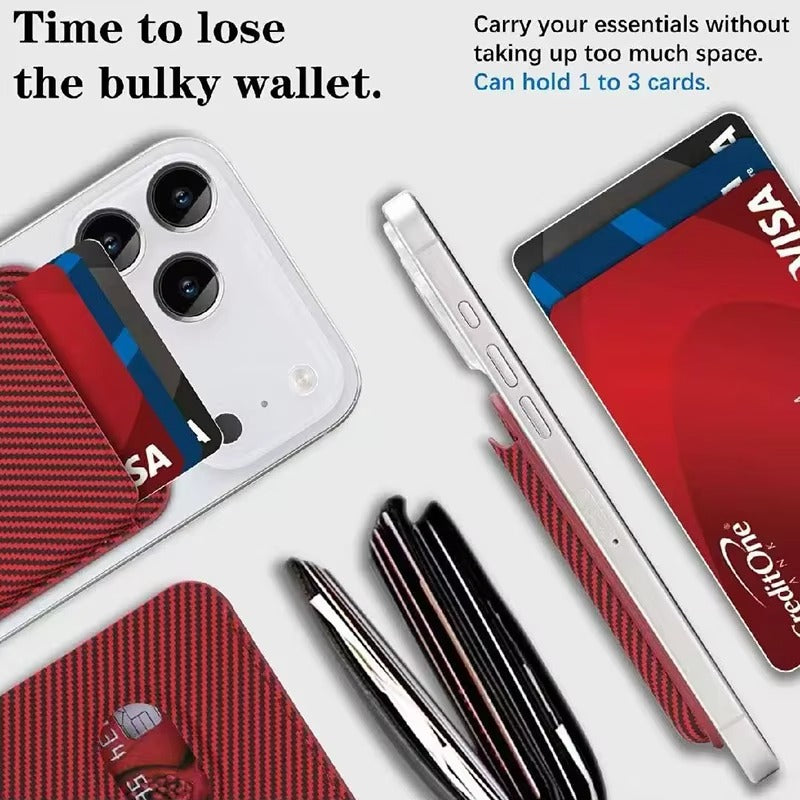 Elite iPhone Carbon Fiber MagSafe Wallet, Strong Magnetic Card Holder with Slim Storage Pocket, Anti-Fingerprint Lightweight Design