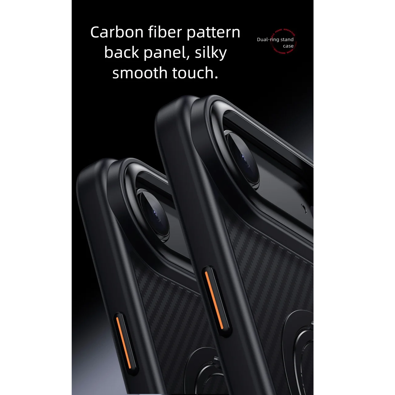 Elite iPhone Case — MagSafe Carbon-Fiber Aramid Style Cover with 360° Ring Stand, Shockproof Airbag Corners and Magnetic Mount Support