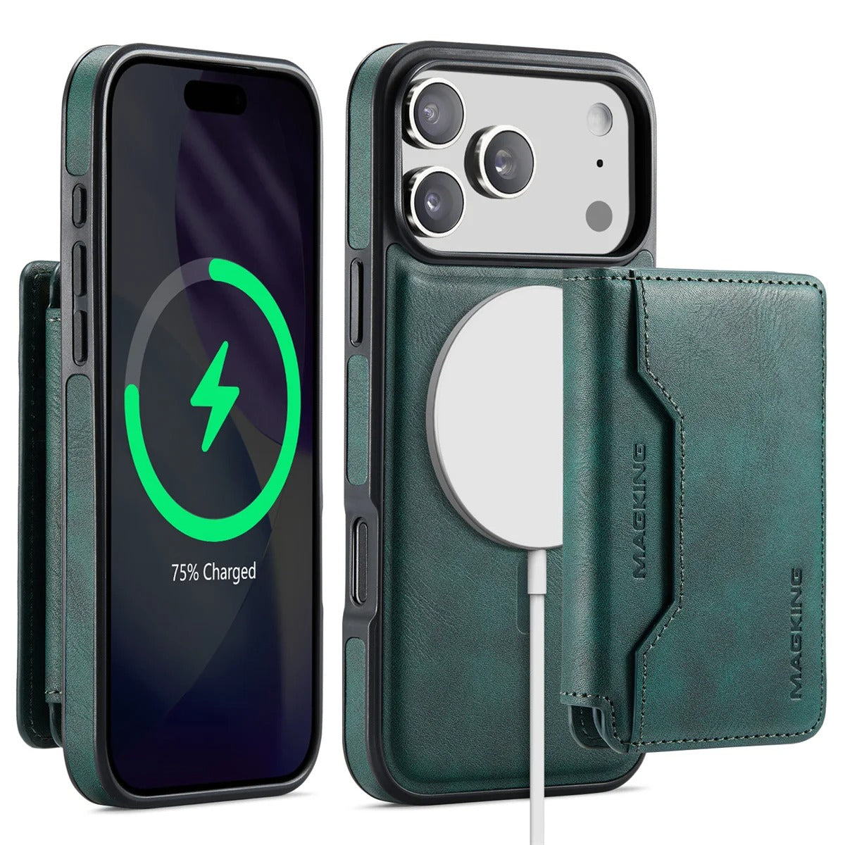 Elite iPhone Detachable Magnetic Leather Wallet Case, MagSafe-Compatible Card Holder with Shock Protection & Scratch Resistance