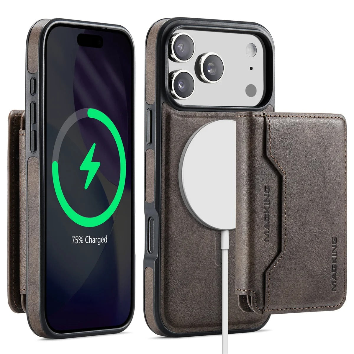 Elite iPhone Detachable Magnetic Leather Wallet Case, MagSafe-Compatible Card Holder with Shock Protection & Scratch Resistance