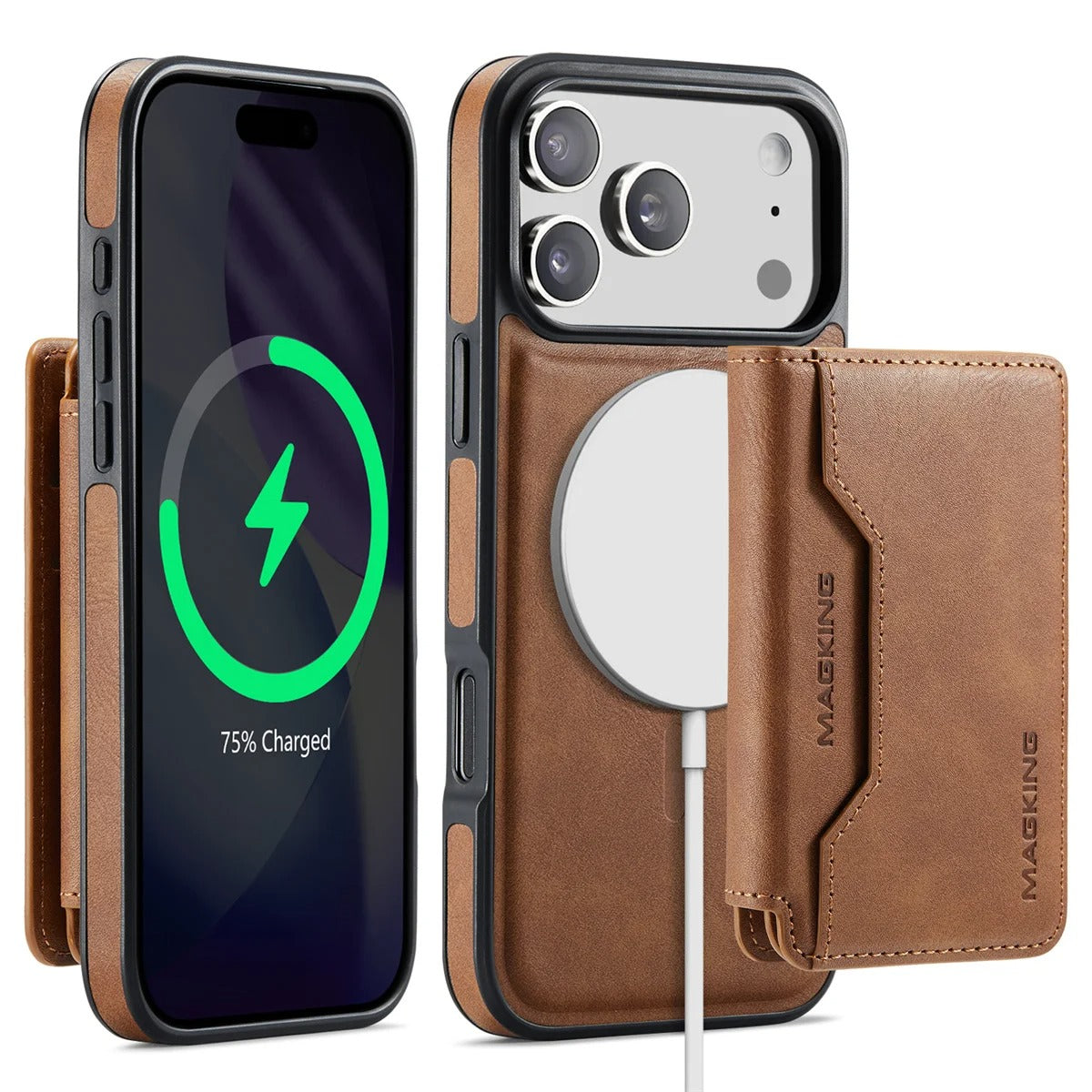 Elite iPhone Detachable Magnetic Leather Wallet Case, MagSafe-Compatible Card Holder with Shock Protection & Scratch Resistance