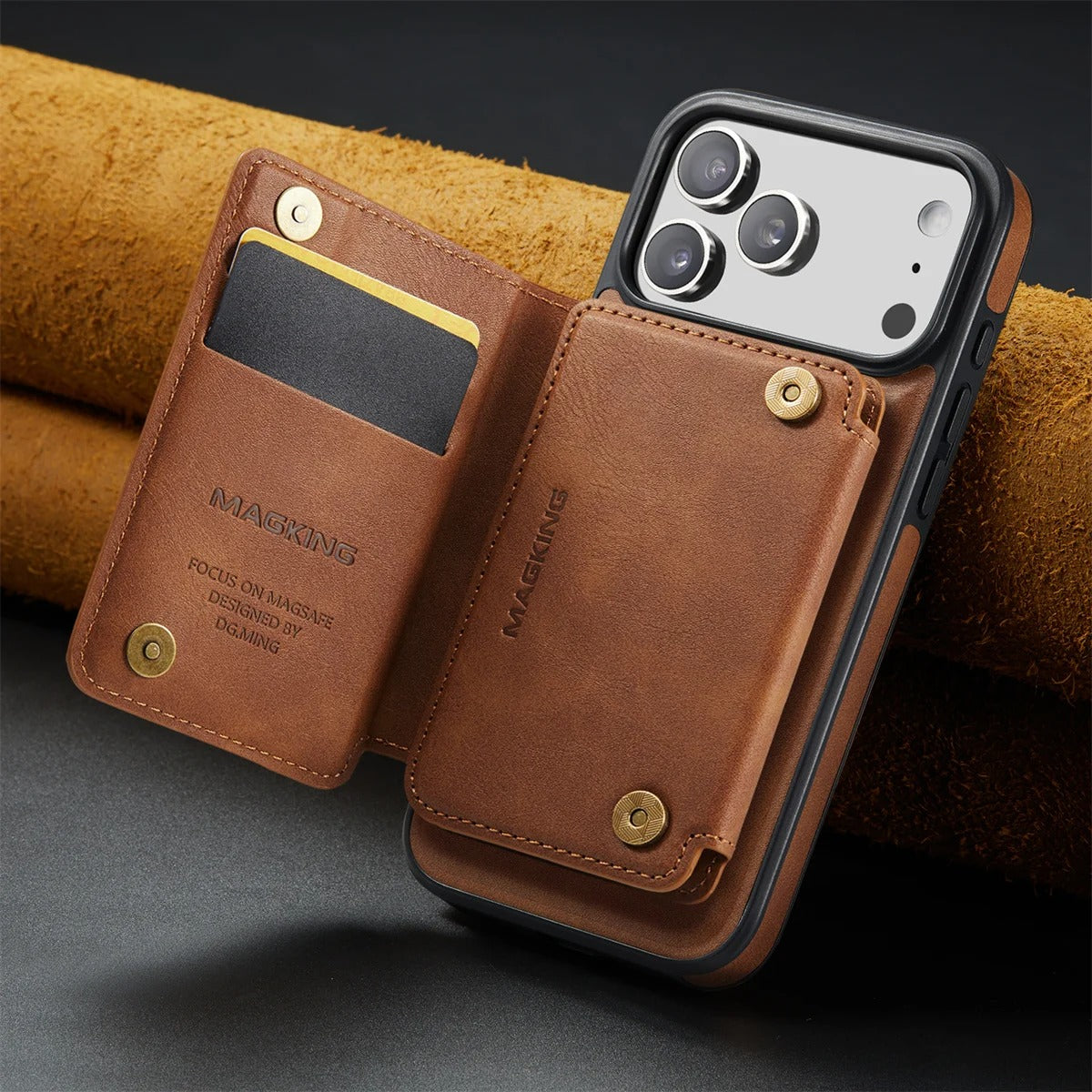 Elite iPhone Detachable Magnetic Leather Wallet Case, MagSafe-Compatible Card Holder with Shock Protection & Scratch Resistance