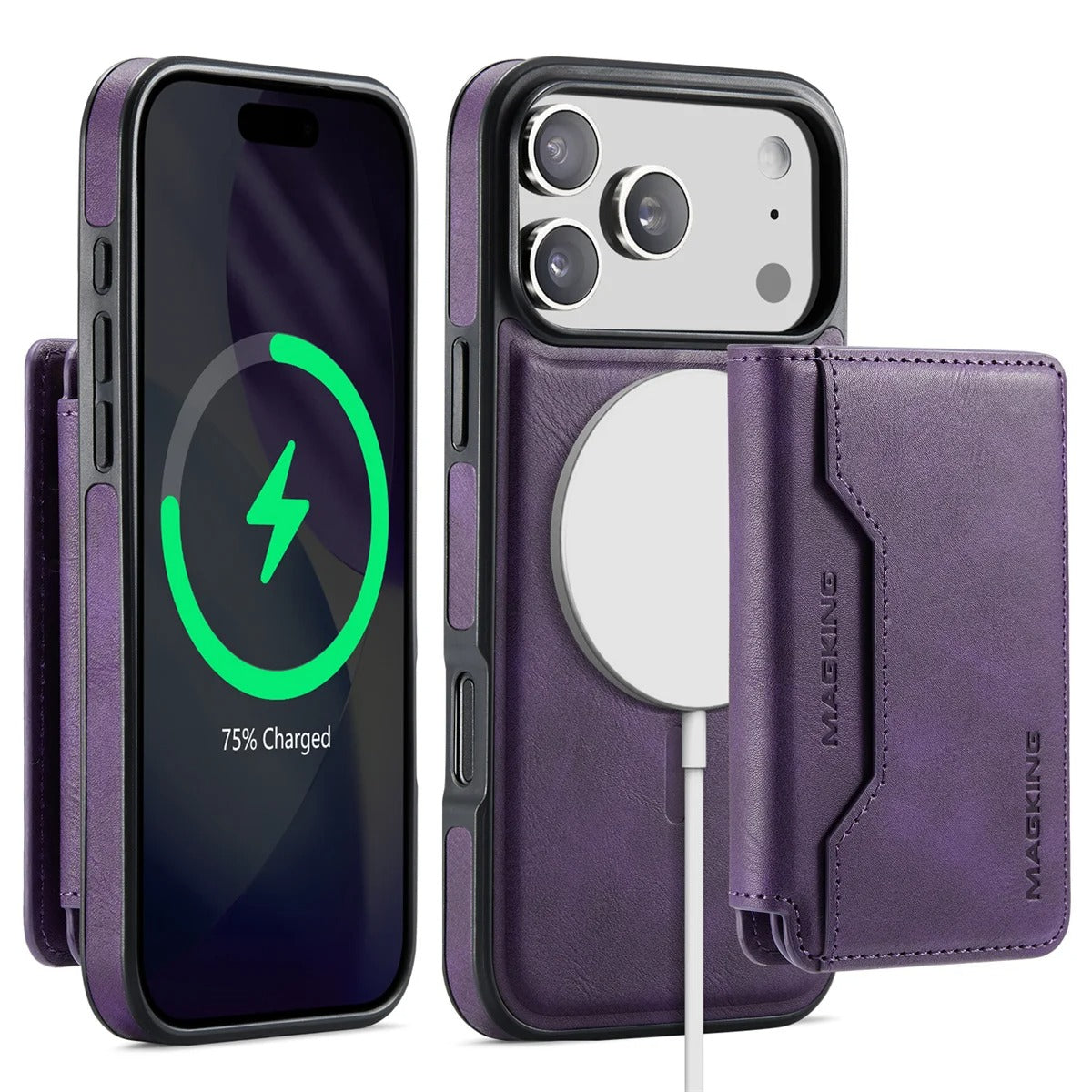 Elite iPhone Detachable Magnetic Leather Wallet Case, MagSafe-Compatible Card Holder with Shock Protection & Scratch Resistance