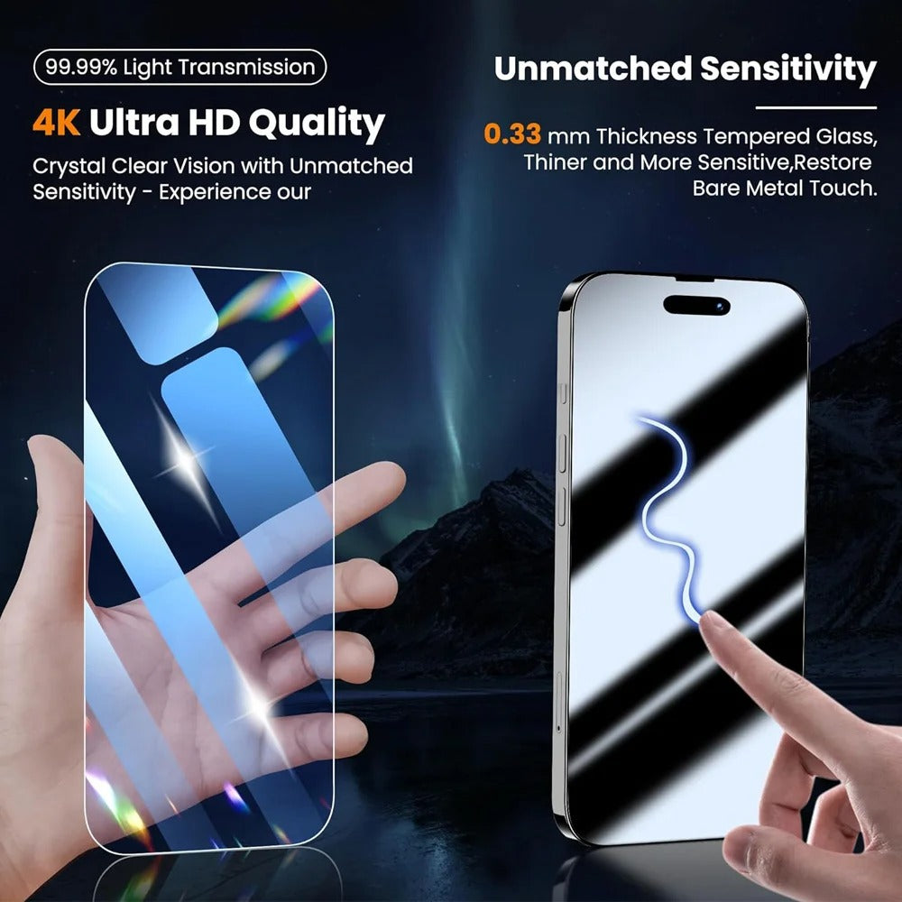Elite iPhone HD Screen & Camera Lens Protector – Tempered Glass Display Shield with Scratch-Resistant, Shatter-Protective Clarity for Front Screen and Lens