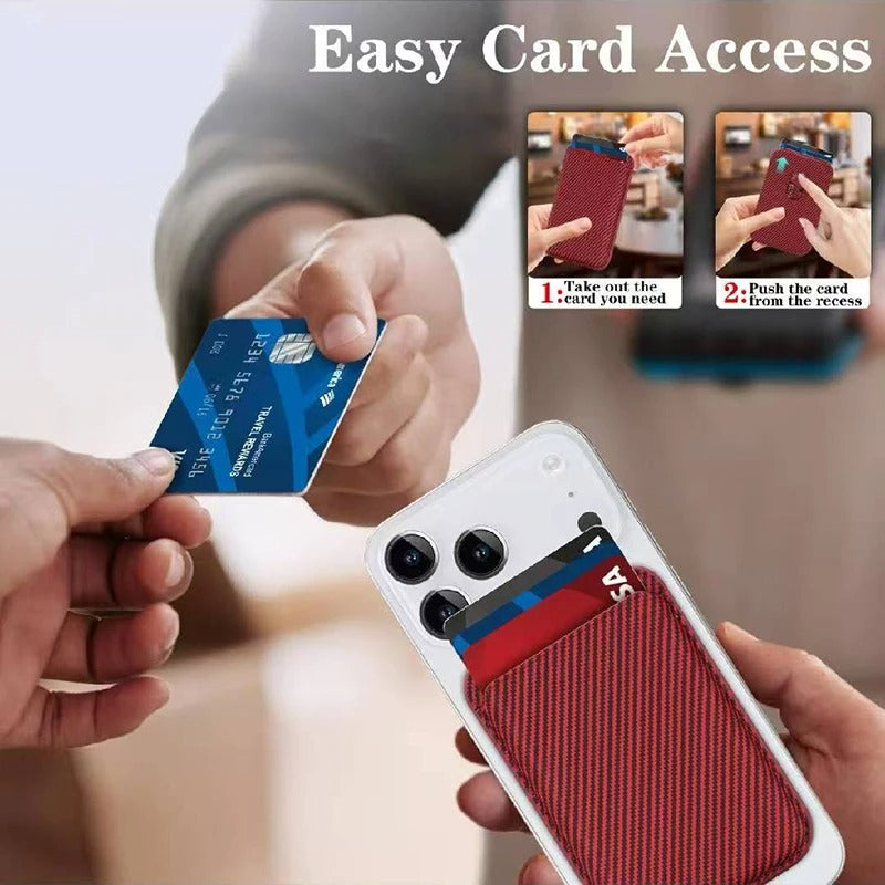 Elite iPhone MagSafe Carbon Fiber Card Holder Wallet, Strong Magnetic Slim Case with Secure ID & Credit Card Storage