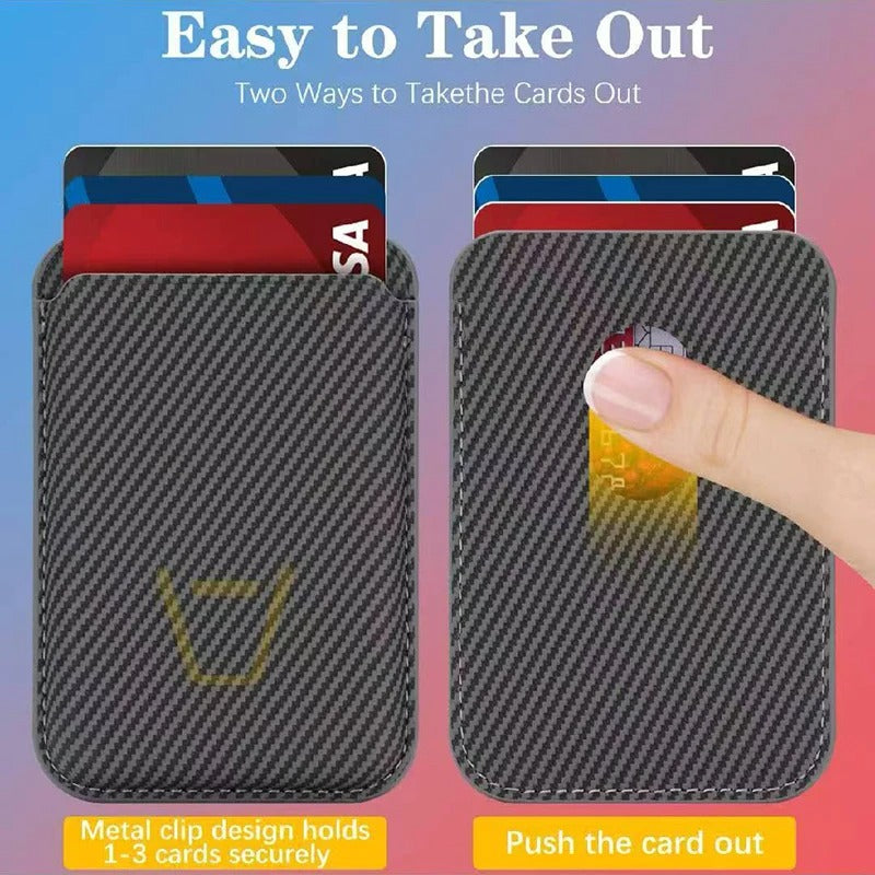 Elite iPhone MagSafe Carbon Fiber Card Holder Wallet, Strong Magnetic Slim Case with Secure ID & Credit Card Storage