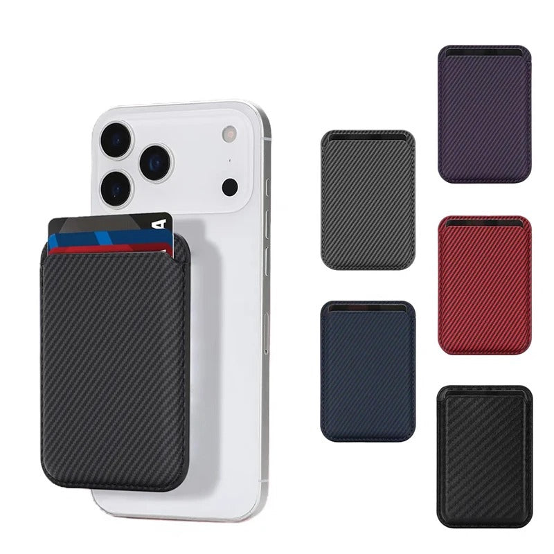 Elite iPhone MagSafe Carbon Fiber Card Holder Wallet, Strong Magnetic Slim Case with Secure ID & Credit Card Storage