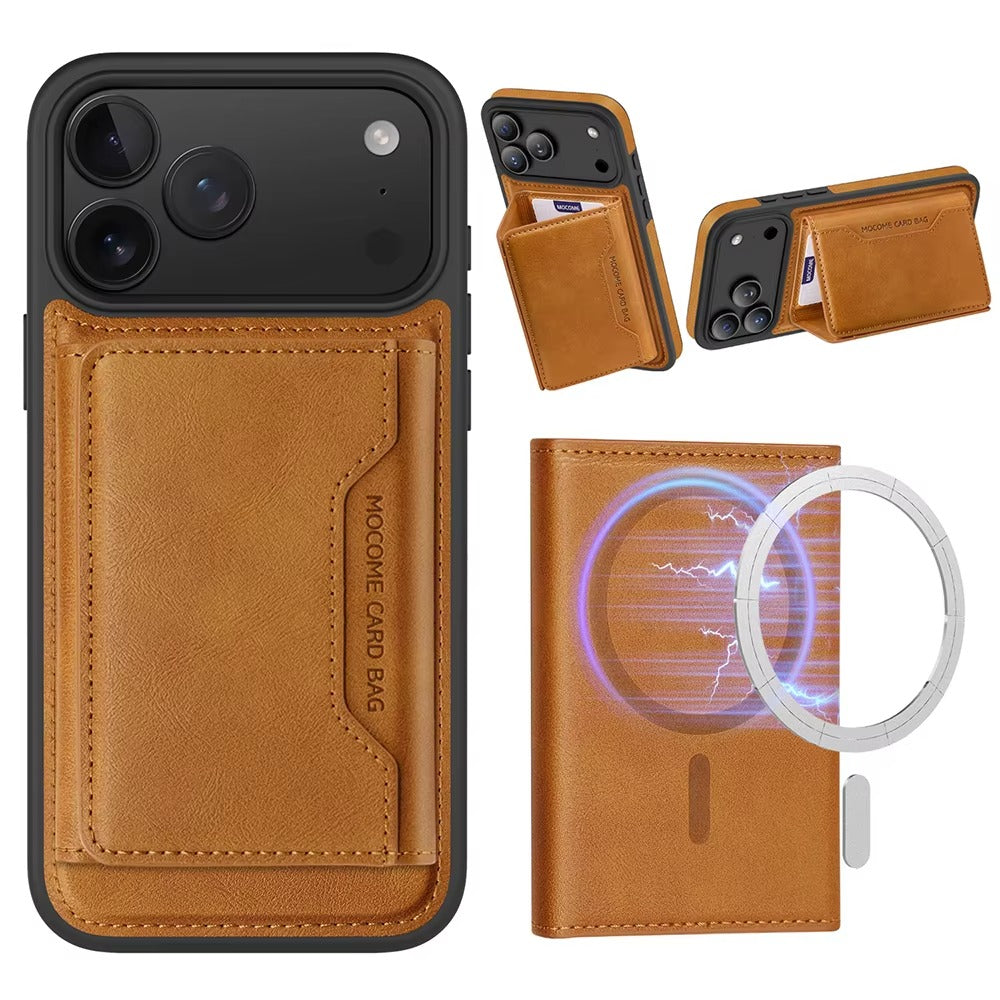 Elite iPhone Magnetic PU Leather Wallet Case, MagSafe-Compatible Card Holder with Shock Protection & Secure Storage