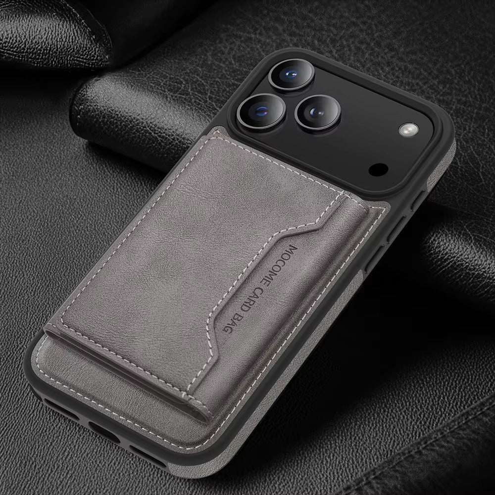 Elite iPhone Magnetic PU Leather Wallet Case, MagSafe-Compatible Card Holder with Shock Protection & Secure Storage