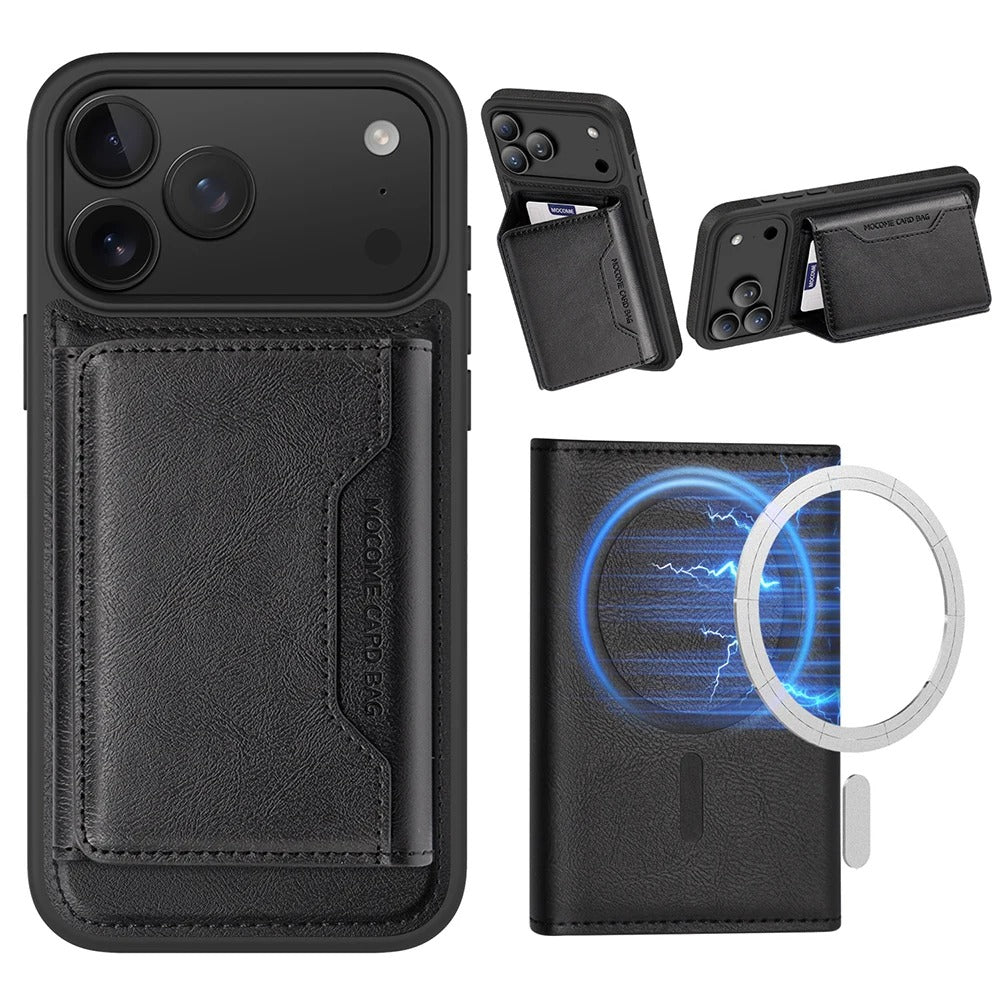 Elite iPhone Magnetic PU Leather Wallet Case, MagSafe-Compatible Card Holder with Shock Protection & Secure Storage