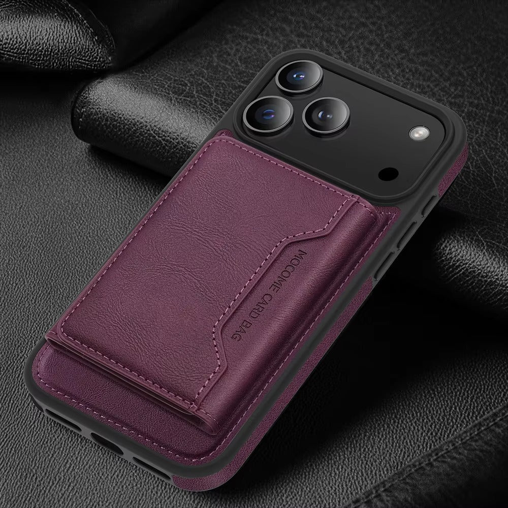 Elite iPhone Magnetic PU Leather Wallet Case, MagSafe-Compatible Card Holder with Shock Protection & Secure Storage