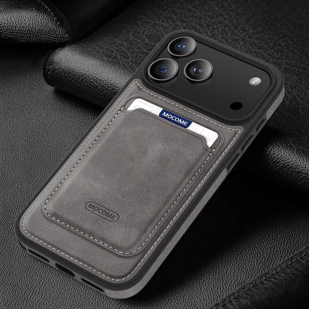 Elite iPhone Magnetic RFID Leather Wallet Case, MagSafe-Compatible Card Holder with Shock Protection & Secure Storage