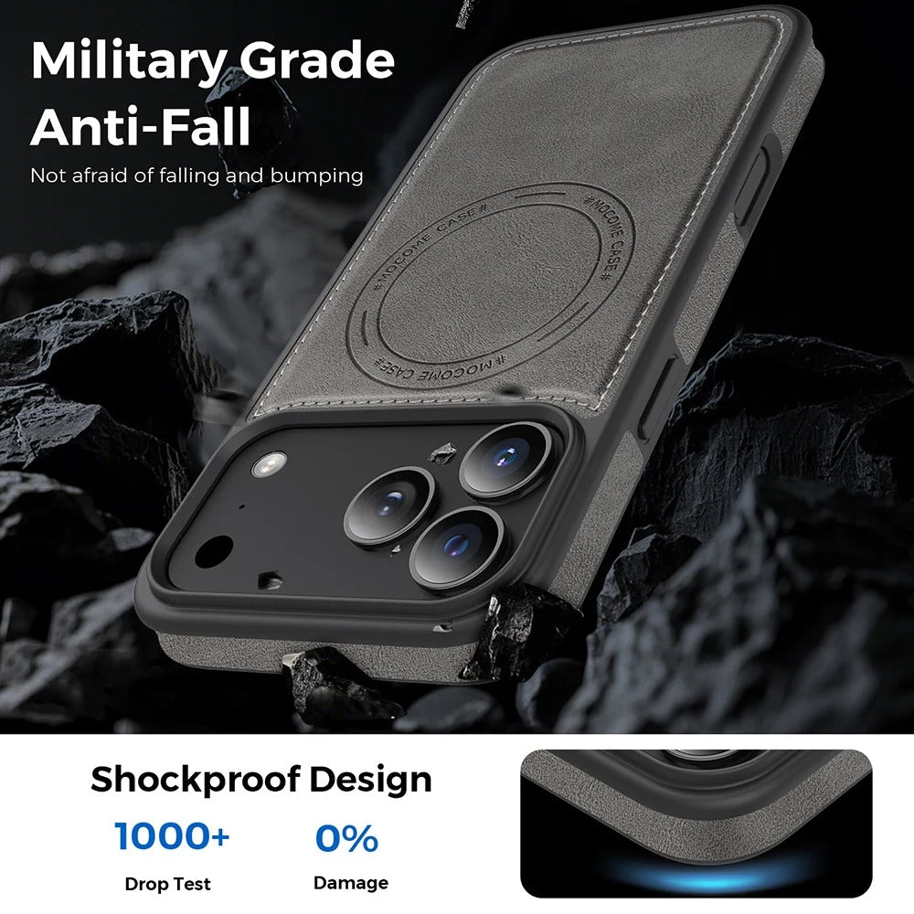 Elite iPhone Magnetic RFID Leather Wallet Case, MagSafe-Compatible Card Holder with Shock Protection & Secure Storage