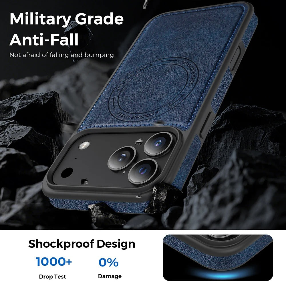 Elite iPhone Magnetic RFID Leather Wallet Case, MagSafe-Compatible Card Holder with Shock Protection & Secure Storage