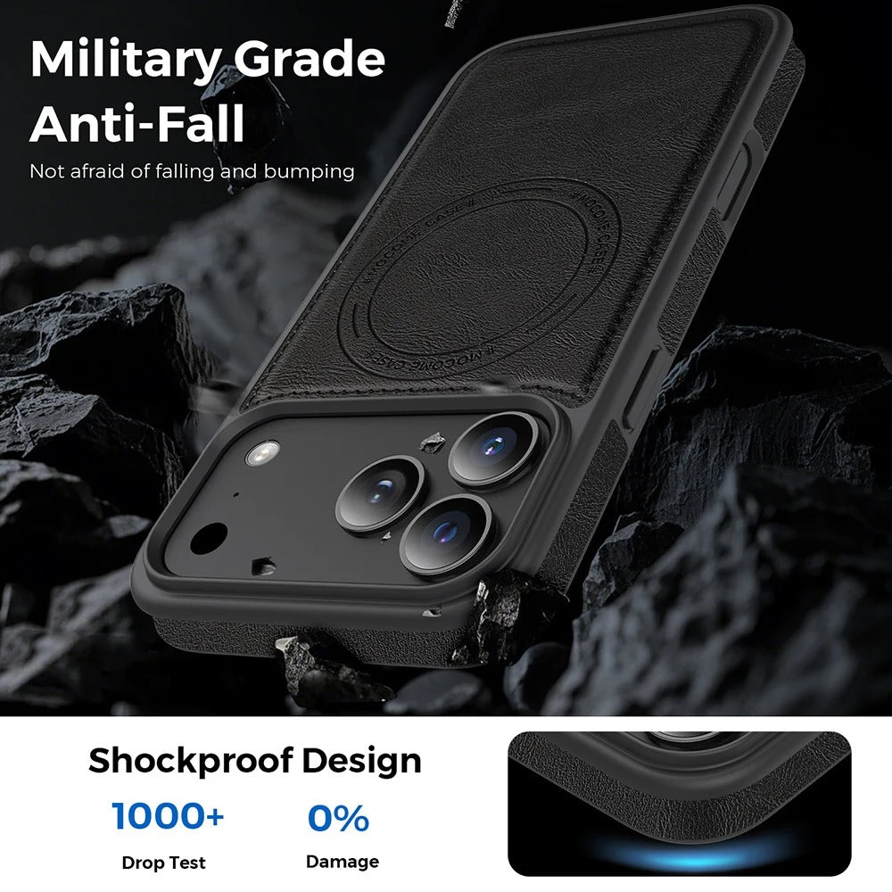 Elite iPhone Magnetic RFID Leather Wallet Case, MagSafe-Compatible Card Holder with Shock Protection & Secure Storage