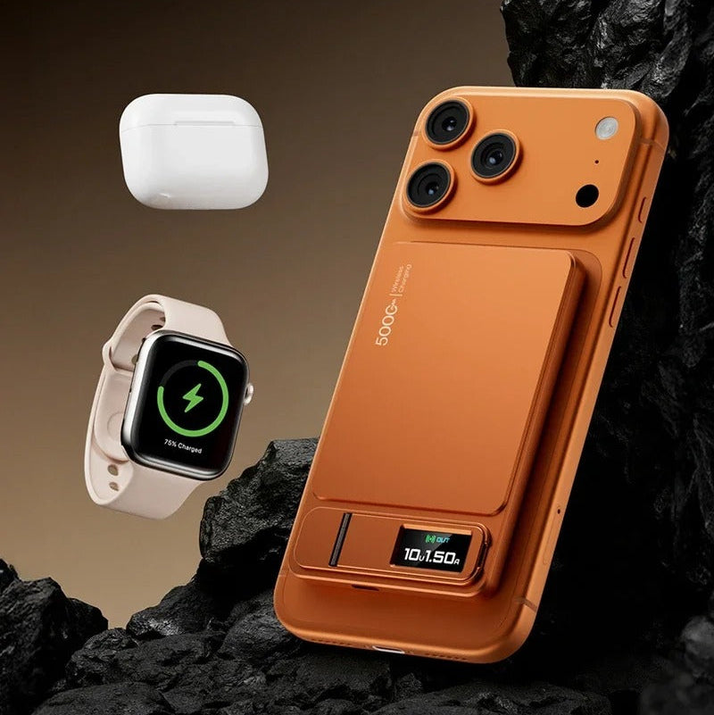 Elite iPhone Magnetic Wireless Power Bank, Fast-Charge Portable Battery with Digital Display and Metal Shell Design