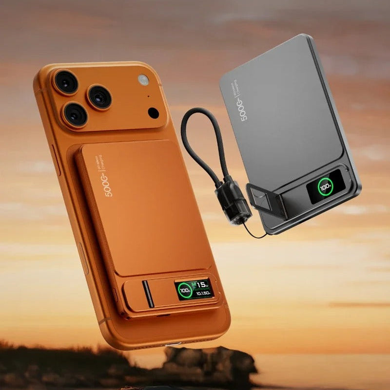 Elite iPhone Magnetic Wireless Power Bank, Fast-Charge Portable Battery with Digital Display and Metal Shell Design