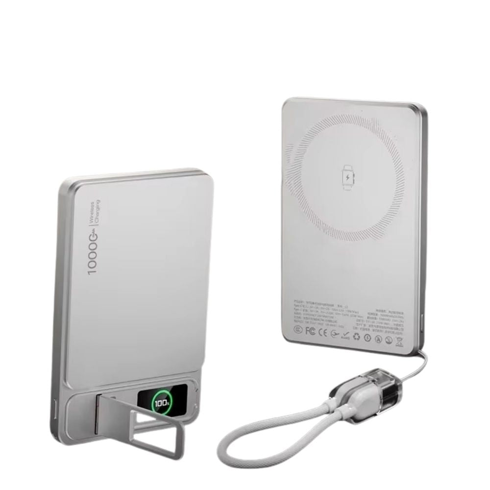 Elite iPhone Magnetic Wireless Power Bank, Fast-Charge Portable Battery with Digital Display and Metal Shell Design