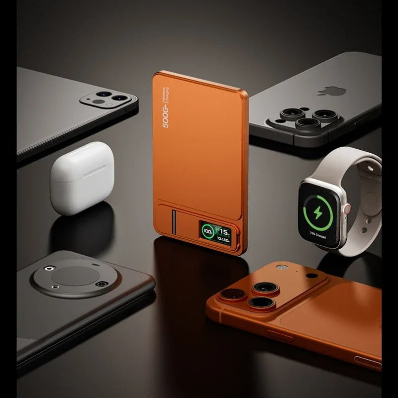 Elite iPhone Magnetic Wireless Power Bank, Fast-Charge Portable Battery with Digital Display and Metal Shell Design