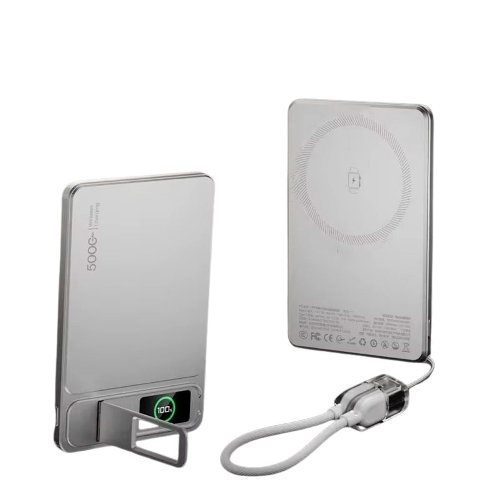 Elite iPhone Magnetic Wireless Power Bank, Fast-Charge Portable Battery with Digital Display and Metal Shell Design