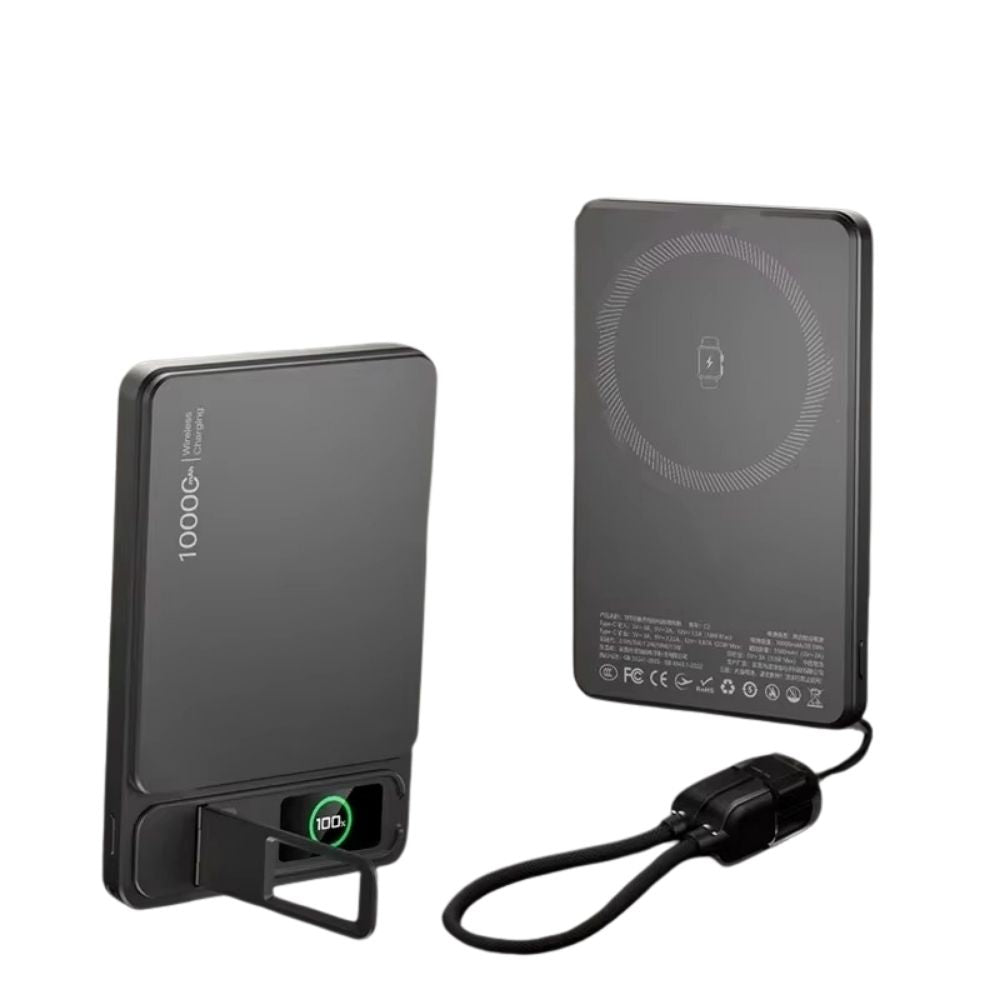 Elite iPhone Magnetic Wireless Power Bank, Fast-Charge Portable Battery with Digital Display and Metal Shell Design