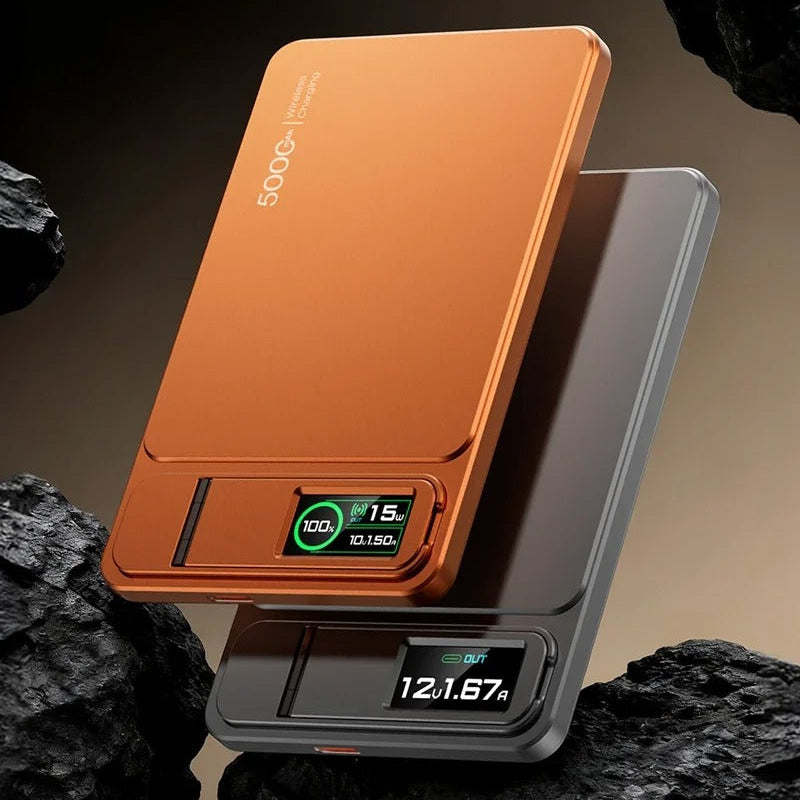 Elite iPhone Magnetic Wireless Power Bank, Fast-Charge Portable Battery with Digital Display and Metal Shell Design