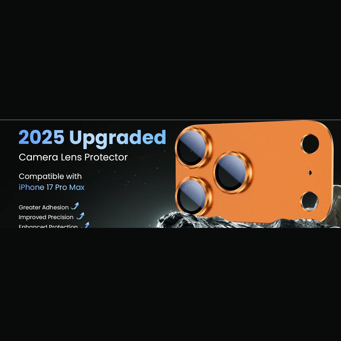 Elite iPhone Metal Camera Lens Protector, Tempered Glass Lens Cover with Precision Fit, Scratch Resistance & Impact Protection