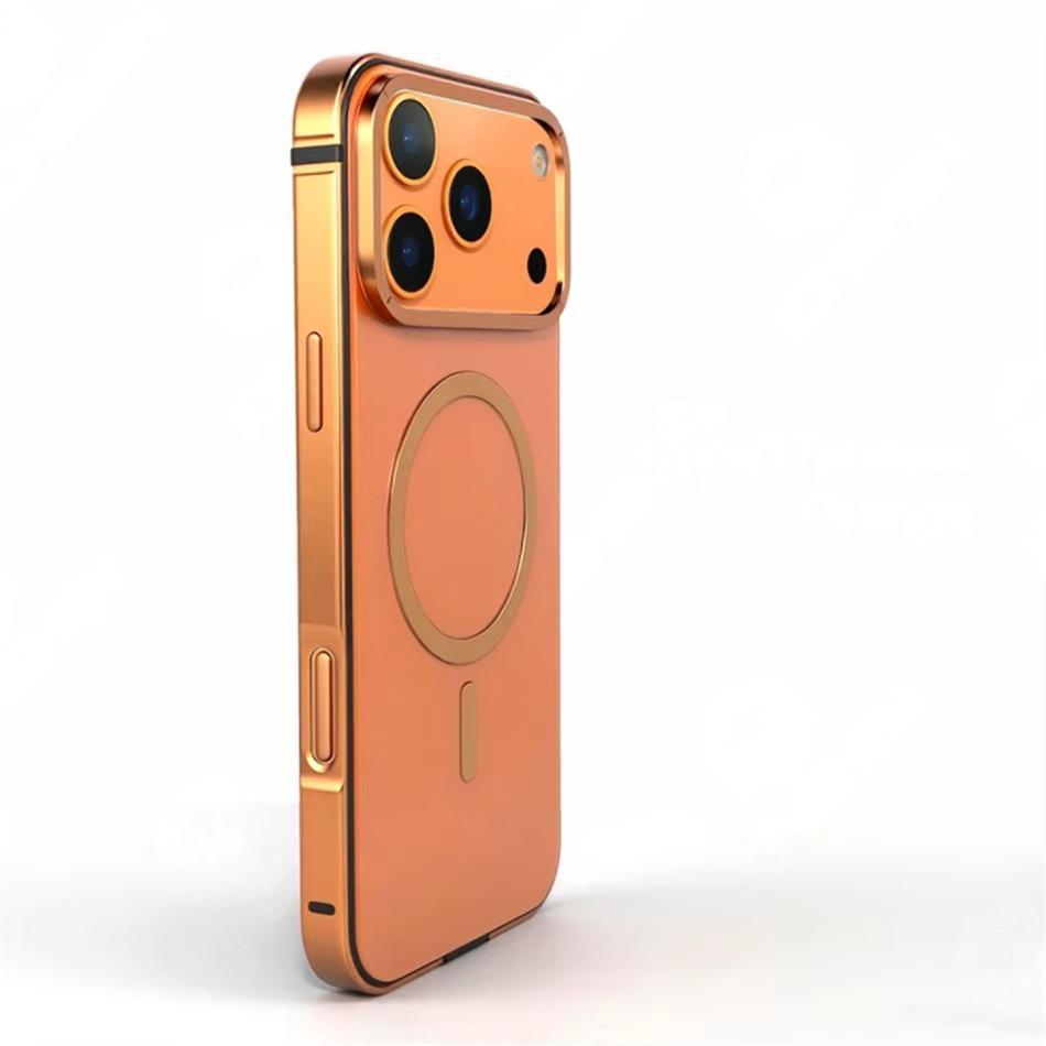 High-End iPhone Case — MagSafe Magnetic Aluminum Alloy Frame with HD Acrylic Backplate, Shock-Resistant Premium Protective Cover