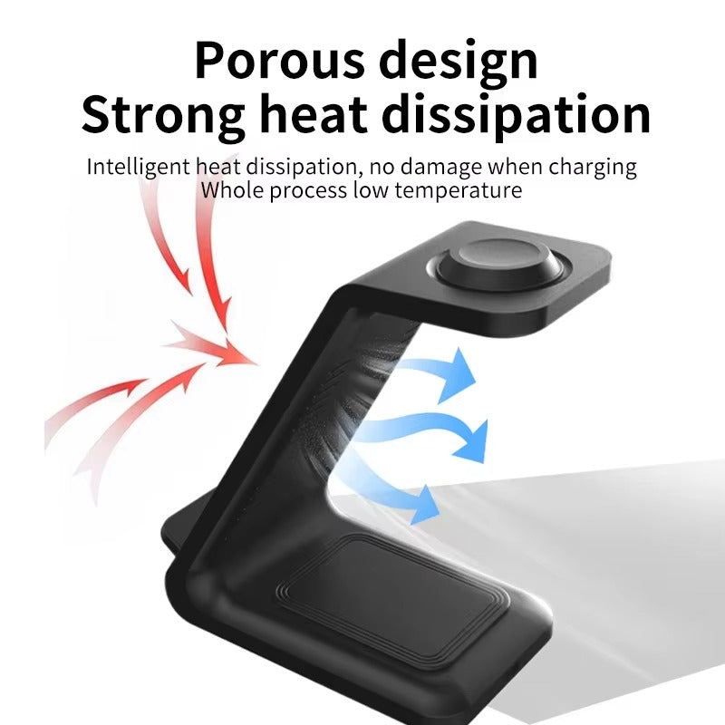 High-Quality 3-in-1 Wireless Charging Station Stand, 30W Fast-Charge Dock for Phones, Smart Watches & Earbuds with Charging Indicator