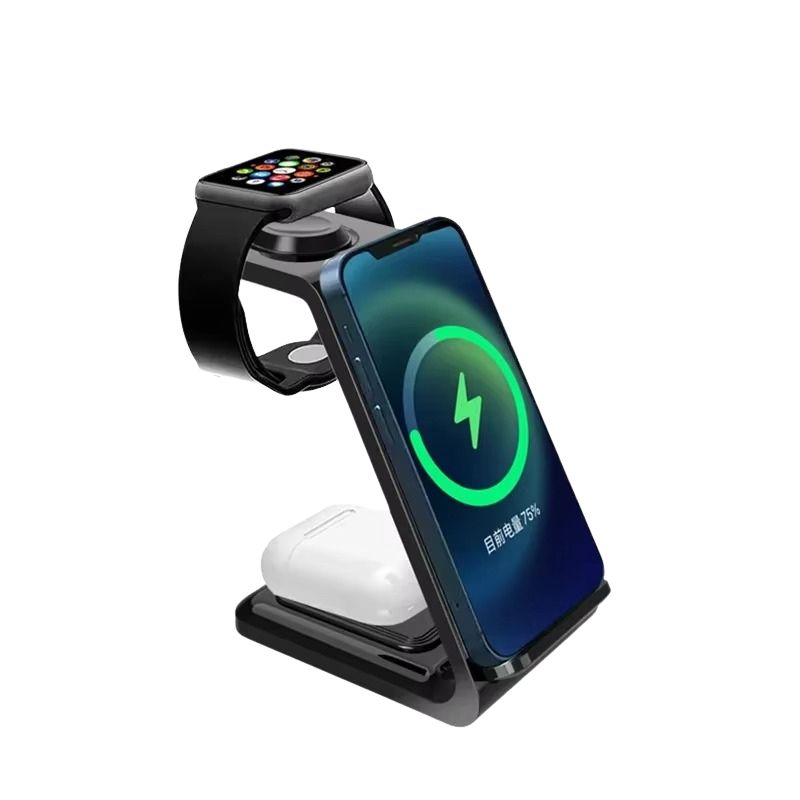 High-Quality 3-in-1 Wireless Charging Station Stand, 30W Fast-Charge Dock for Phones, Smart Watches & Earbuds with Charging Indicator