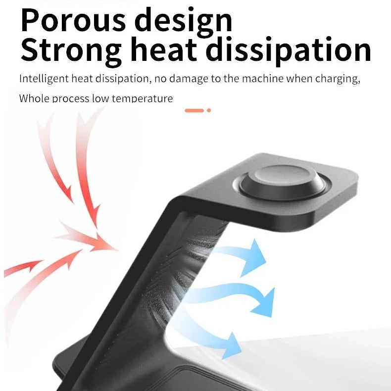 High-Quality 3-in-1 Wireless Charging Station Stand, 30W Fast-Charge Dock for Phones, Smart Watches & Earbuds with Charging Indicator
