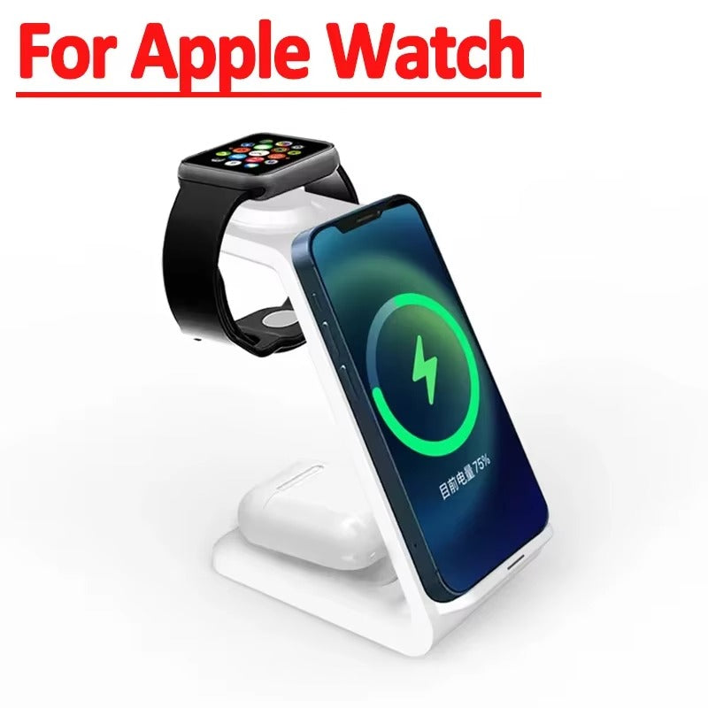 High-Quality 3-in-1 Wireless Charging Station Stand, 30W Fast-Charge Dock for Phones, Smart Watches & Earbuds with Charging Indicator
