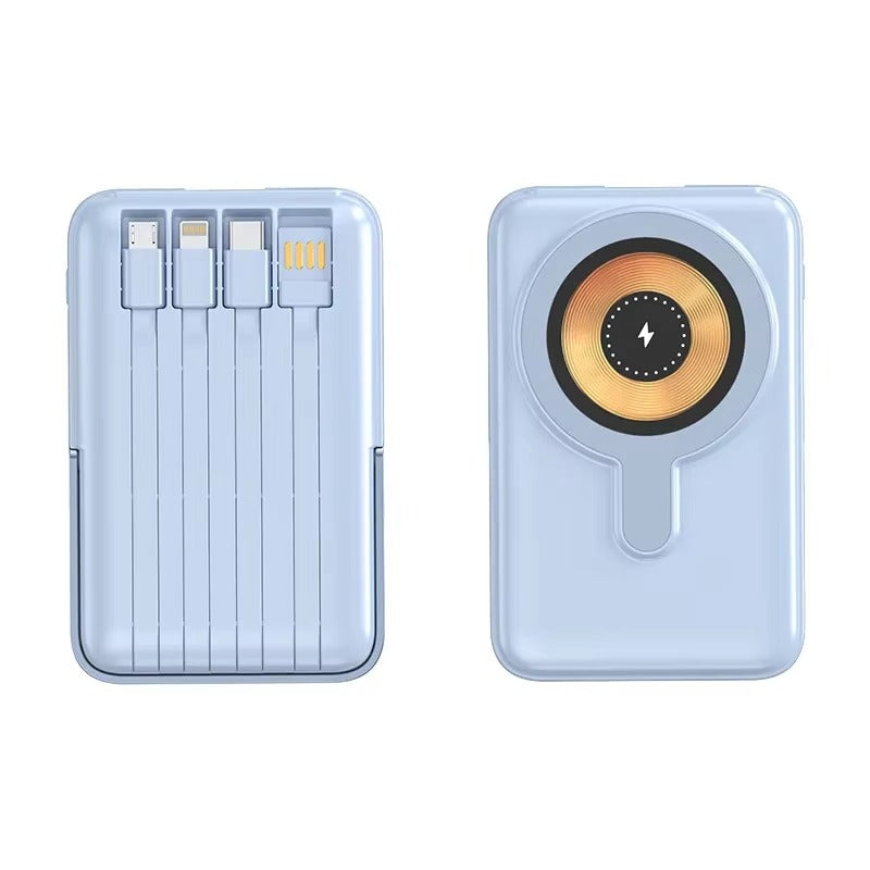 High-Quality Magnetic Wireless Power Bank, 22.5W Fast-Charge Portable Battery with Built-In Cable, Integrated Stand & Large Capacity