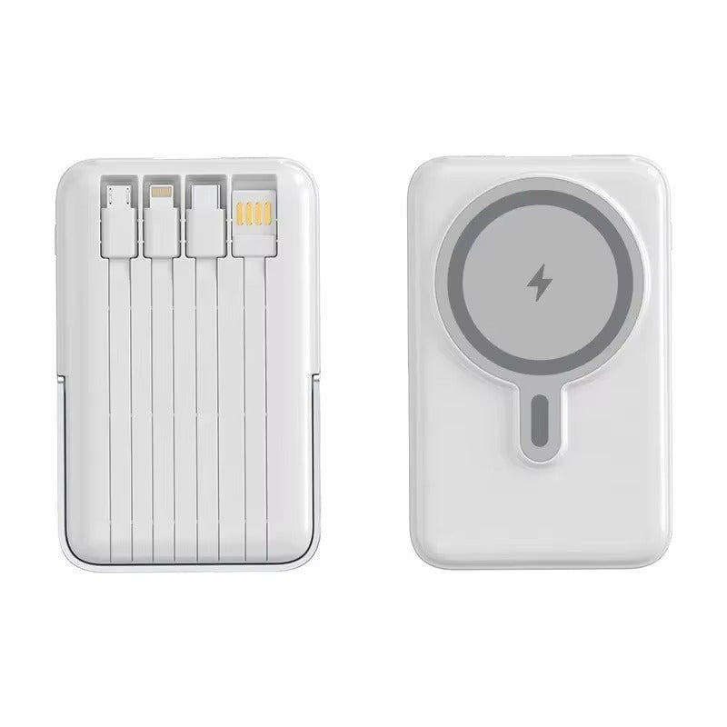 High-Quality Magnetic Wireless Power Bank, 22.5W Fast-Charge Portable Battery with Built-In Cable, Integrated Stand & Large Capacity