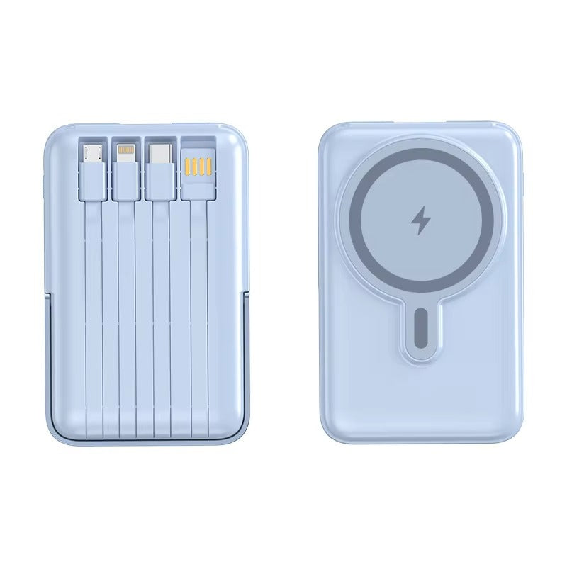 High-Quality Magnetic Wireless Power Bank, 22.5W Fast-Charge Portable Battery with Built-In Cable, Integrated Stand & Large Capacity