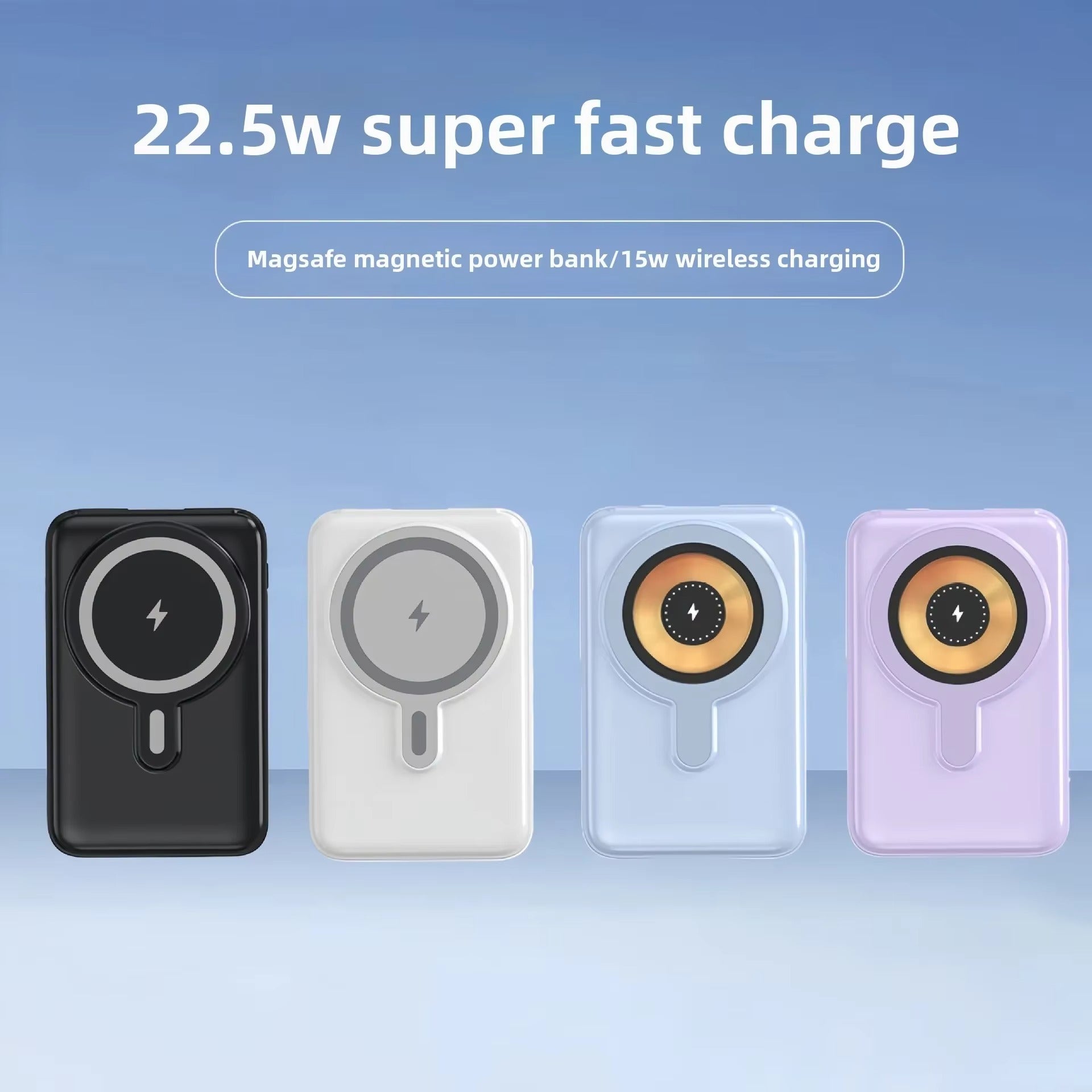 High-Quality Magnetic Wireless Power Bank, 22.5W Fast-Charge Portable Battery with Built-In Cable, Integrated Stand & Large Capacity