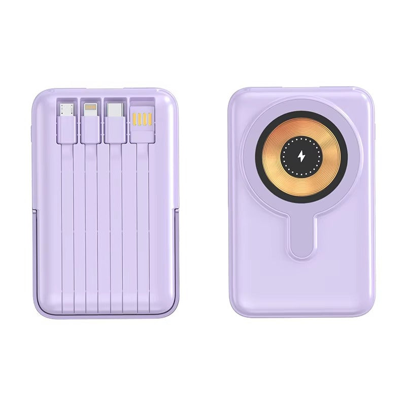 High-Quality Magnetic Wireless Power Bank, 22.5W Fast-Charge Portable Battery with Built-In Cable, Integrated Stand & Large Capacity