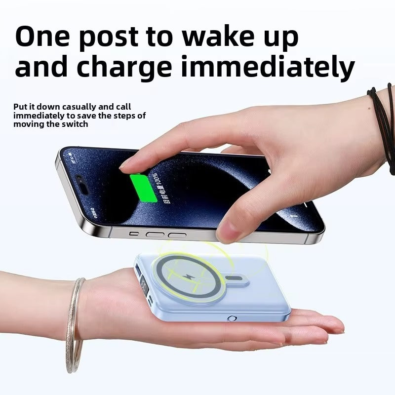 High-Quality Magnetic Wireless Power Bank, 22.5W Fast-Charge Portable Battery with Built-In Cable, Integrated Stand & Large Capacity