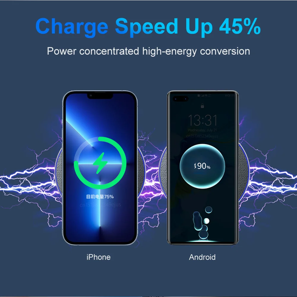 High-Quality Wireless Charging Pad with LED Light, 15W Qi Fast-Charge Induction Dock for Phones & Earbuds