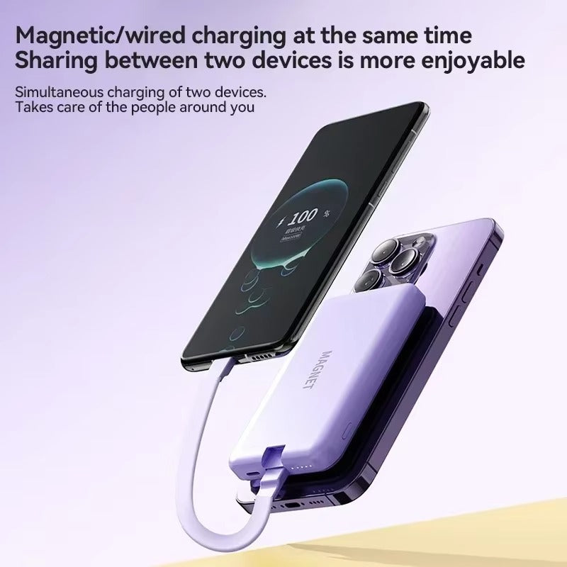 High-Quality Wireless Power Bank with LED Display, 23W Fast-Charge Portable Battery Featuring Built-In Cables, Flashlight & Hand Warmer