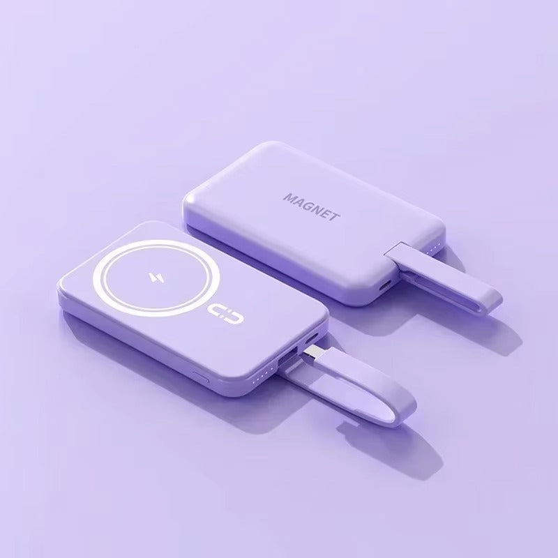 High-Quality Wireless Power Bank with LED Display, 23W Fast-Charge Portable Battery Featuring Built-In Cables, Flashlight & Hand Warmer