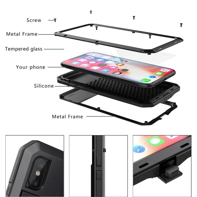 High-Quality iPhone Case — Shockproof Armor Metal Aluminum Full Protective Bumper Cover with Anti-Fingerprint & Non-Slip Design