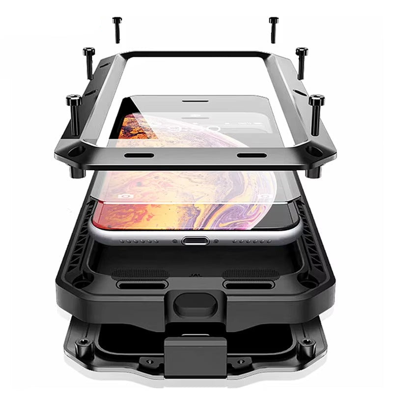 High-Quality iPhone Case — Shockproof Armor Metal Aluminum Full Protective Bumper Cover with Anti-Fingerprint & Non-Slip Design
